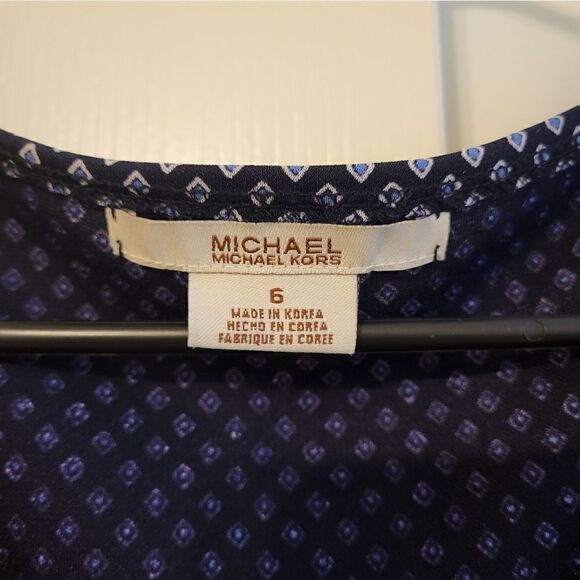 MICHAEL Michael Kors navy blue with white diamond detail 1/2 sleeve maxi dress - Picture 4 of 6